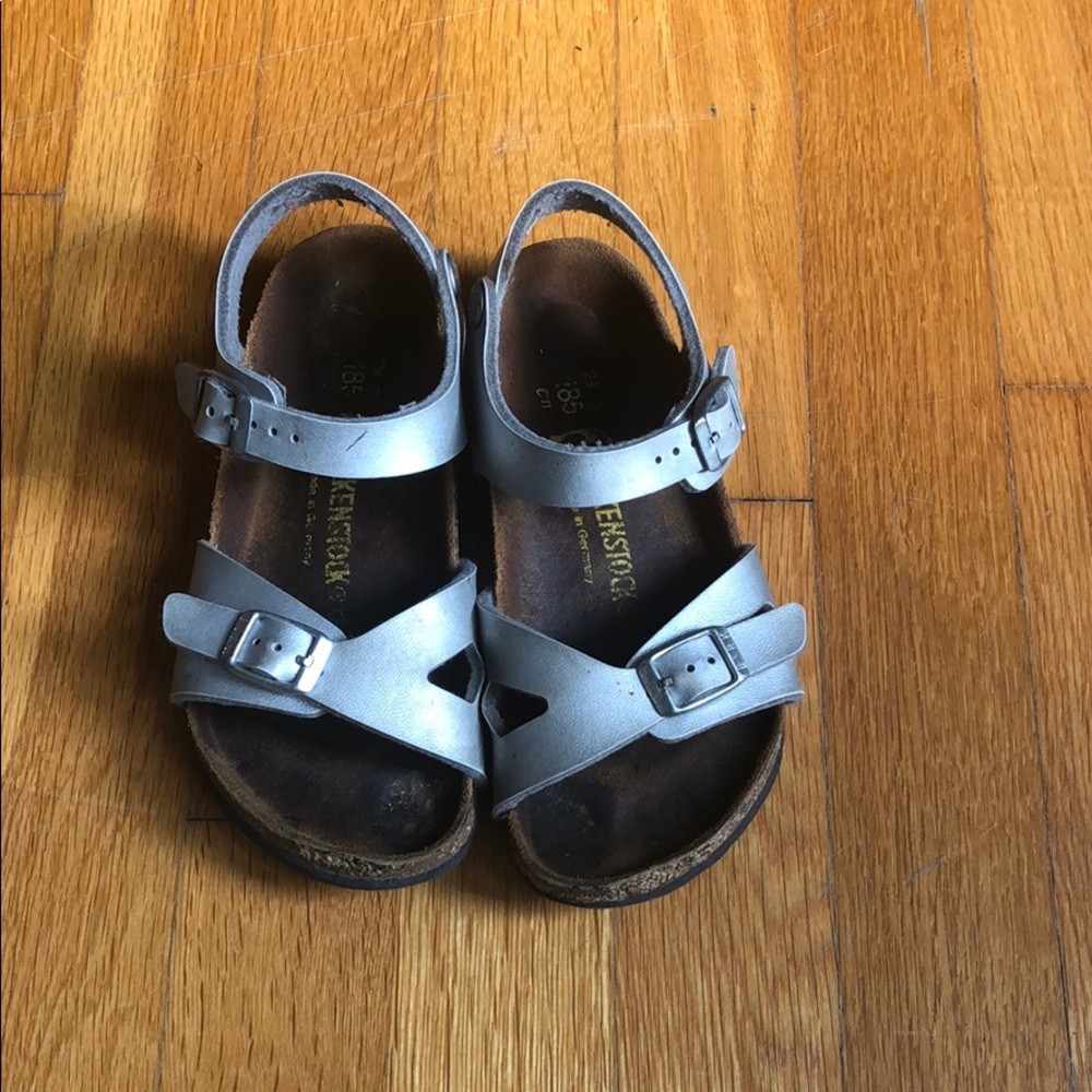 Girls Silver Birkenstocks Size 11 Sandals